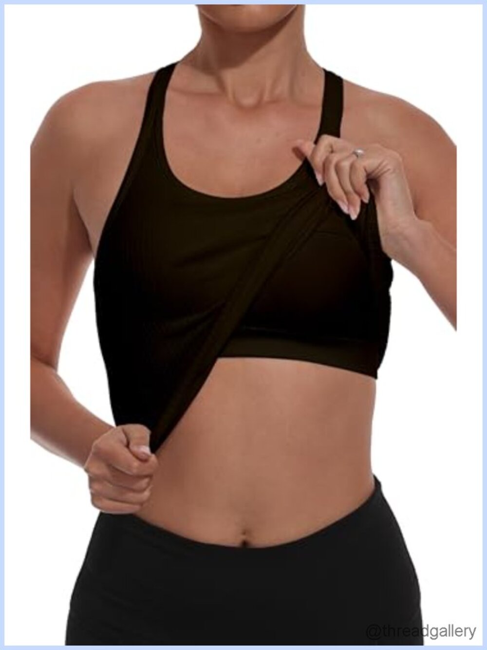 Women's Ribbed Racerback Crop Top with Built-in Bra